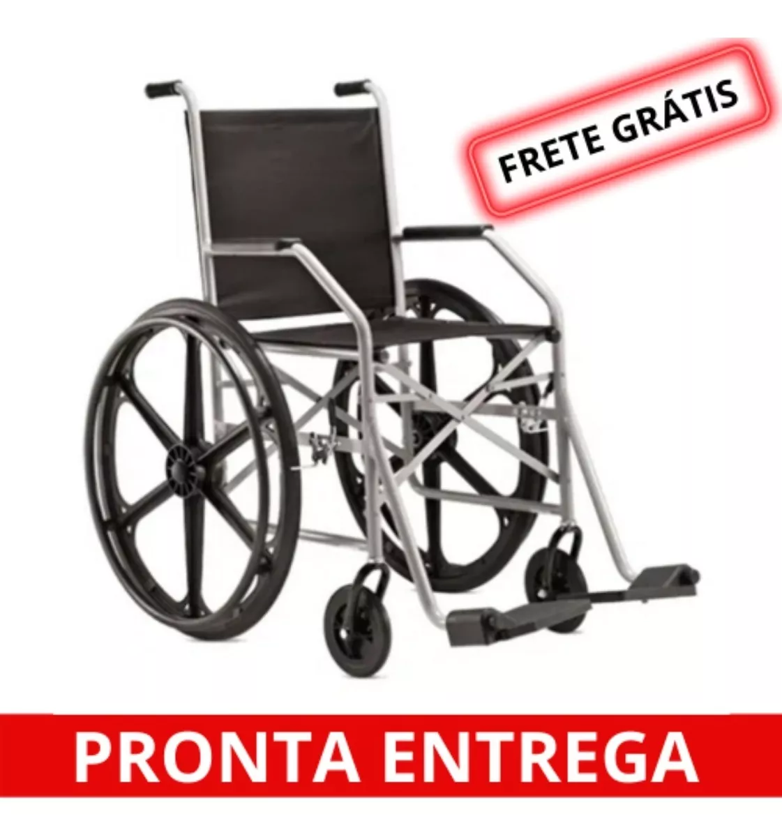 Cadeira De Rodas Jaguaribe Dobrável 1009 Pneu Anti Furo 90kg