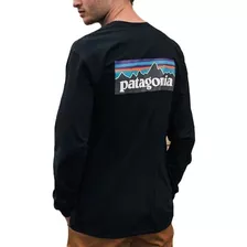 Camiseta Orgánica De Manga Larga Con Logo P-6 Patagonia