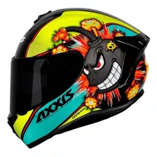 Capacete Axxis Draken Bomb Brilho Preto/amarelo Fechado