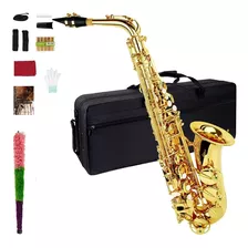 Saxofon Alto Latón Laqueado Dorado Profesional Accesorios