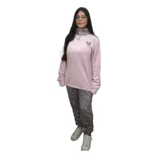 Pijama Mujer Invierno Polar Chantilly Coralfleece Rosa Print