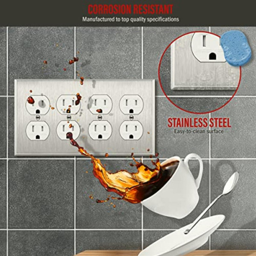 Enerlites Duplex Receptacle Outlet Stainless Steel Wall Foto 3