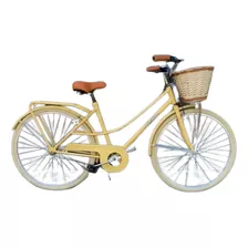 Bicicleta Paseo Femenina Le Bike Classic Vintage 2021 R26 1v Freno V-brakes Color Mostaza Con Pie De Apoyo 