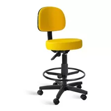 Cadeira Mocho Alto Amarelo Com Regulagem De Altura
