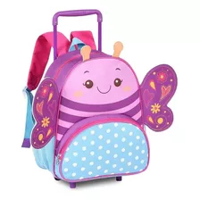 Mochila De Carrinho Borboleta C/ Haste Infantil Menina Cor Roxa