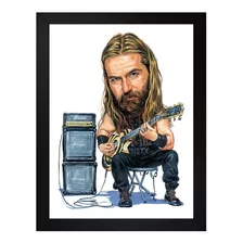 Quadro Zakk Wylde Caricatura Tamanho 35x25 Com Vidro 