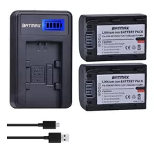 Batmax - Paquete De 2 Baterías Np-fh50 + Cargador Usb Lcd .