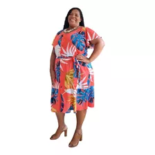 Vestido Plus Size Em Viscose Com Manga E Botao Ref. 15580