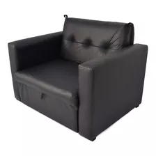 Sillon Cama 1 Plaza Ecocuero Negro - Mandy