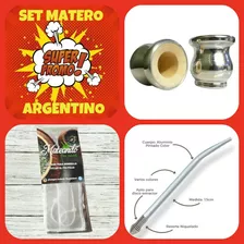 Oferta Promo!set Matero!mate Aluminio Y Madera+bombilla+filt