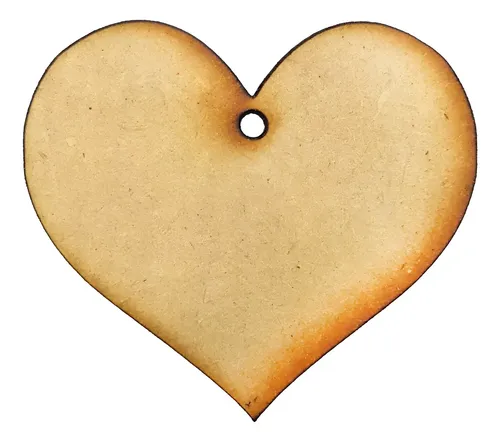 Corazon Llavero En Mdf Con Agujerito Para Llavero 5cm X100 Marrón Claro