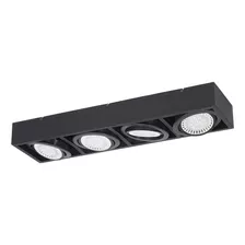 Plafones Apto Led Para 4 Luces Ar111 Gu10 Rectangular Color Negro