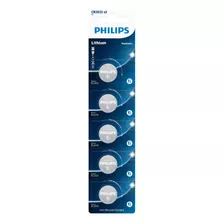 05 Baterias Pilha Cr2032 3v Philips Cr2032p5b/59 Moeda 1 Cartela