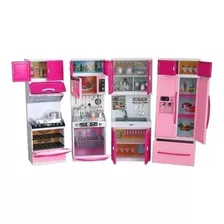  Cozinha Infantil P/ Bonecas Barbie C/ Acessórios 4 Parts