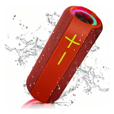 Bocina Bluetooth Portátil Altavoces Duales Impermeable Rgb Color Rojo