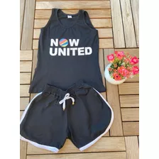 Conjunto Regata Preta E Short Infantil Now United Camiseta