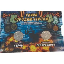 Folder Com 2 Moedas Da Russia, Kerch E Sebastopol