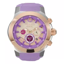 Reloj Mujer Mulco Mw-5-5673-053 Enchanted Maple Color De La Correa Lila Color Del Bisel Plateado Color Del Fondo Rosa