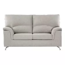 Sillón Sofá De Living 2 Cuerpos Chenille Ecocuero - Panama Color Gris