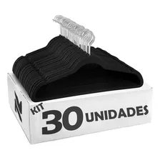 Cabides Nagato Cabide Ultrafino Cabide Atacado Calça Roupa Para Blusa Kit De 30 Unidades Cor Preto