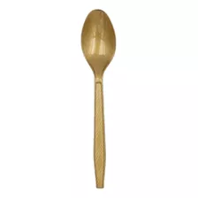 20 Cucharas De Plastico Elegante En Color Dorado