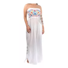 Vestido Bordado Artesanal Strapless Tyamex Manta Fresca 