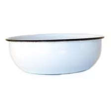 Tigela Bowl Tipo Ágata De Esmalte Branco Antiga Sem Uso 1,0l