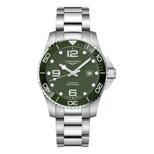 Relógio Longines L3.782.4.06.6 Hydroconquest Automático 43mm Correia Prateado Bisel Verde Fundo Verde