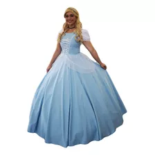 Vestido Da Princesa Cinderela Adulto Luxo Com Luva