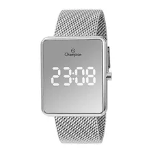 Relógio De Pulso Champion Ch40080 Com Corpo Prata, Digital, Para Feminino, Fundo Espelhado, Com Correia De Aço Cor Prata, Subdials De Cor Branco, Ponteiro De Minutos/segundos Branco, Bisel Cor Prata