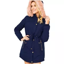 Casaco Parka Sobretudo Feminino Pelucia Por Dentro Com Capuz