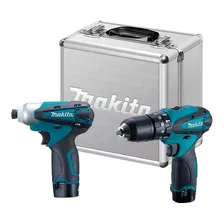 Parafusadera Furadeira Impacto 2 Bat Bivolt Dk1493 Makita Cor Azul-turquesa Voltagem 110v/220v