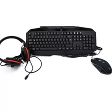 Kit Gamer De Teclado, Mouse Y Audífonos Diadema Alámbrico 