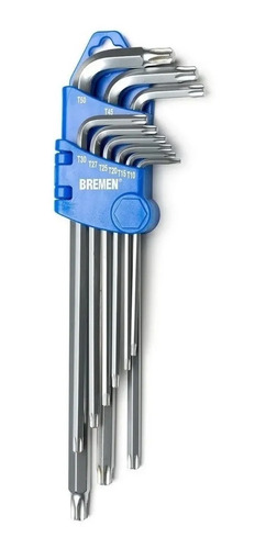 Juego Llaves Torx Largas Bremen® 4159 9 Pz T10 A T50 Azul
