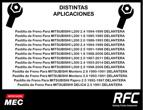 Pastilla De Freno Para Mitsubishi L300 2.4 1993-2014 Delante Foto 2