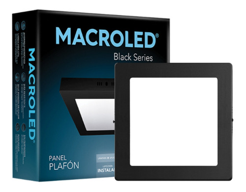 Panel Plafón Cuadrado Negro 12w Macroled - Cw