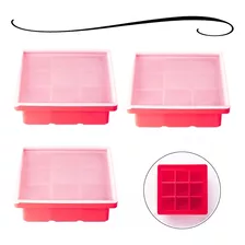 Kit 3 Formas Silicone Gelo Papinha Bebê 9 Cubos Com Tampa