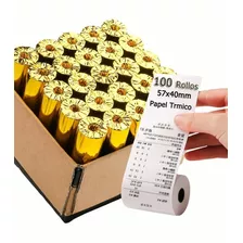 100 Rollos Papel Térmico 57x40 Impresora Miniprinter 58mm
