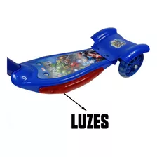 Scooter 3 Rodas Infantil Patinete Musical Com Luz Azul Avengers