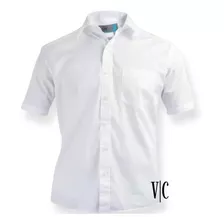 Camisa Cuello Corbata Blanca Manga Corta Todas Las Tallas