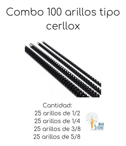 Combo 100 Arillos Tipo Cerlox De 1/2 1/4 3/8 5/8 Envío Full