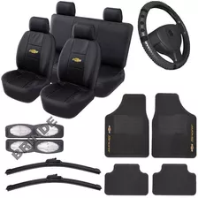 Kit Capa Couro Banco Carro Tapete Volante Chevrolet Palheta