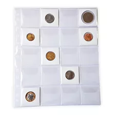 50 Plásticos Para Moedas Coin Holder Folha 20 Espaços C/ Aba