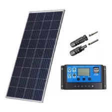 Kit Painel Placa Solar 150w Controlador Carrega Bateria 12v