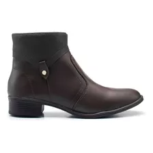 Bota Coturno Feminina Cano Baixo Casual De Salto Baixo Bico 