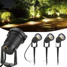 Kit 3 Luminária Espeto Jardim Cob Led 7w Branco Quente