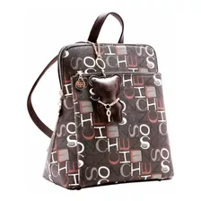 Bolsa Mochila Feminina Chenson Monograma Colors Original Acambamento Dos Ferragens Ouro Cor Café Cor Da Correia De Ombro Mesma Cor Do Material Da Bolsa