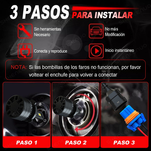 Kit De Focos Led Luz Alta Y Baja 30000 Lm 9005 H11 Para Mazd Foto 6