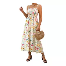 Vestido Floral Elasticado Talla M Pel