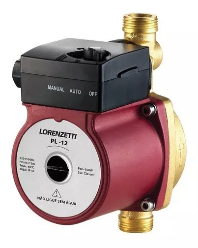 Pressurizador De Água Pl12 Lorenzetti 220v Para Sistemas Hidráulicos 2 A 3 Pontos De Uso 12mca 160w